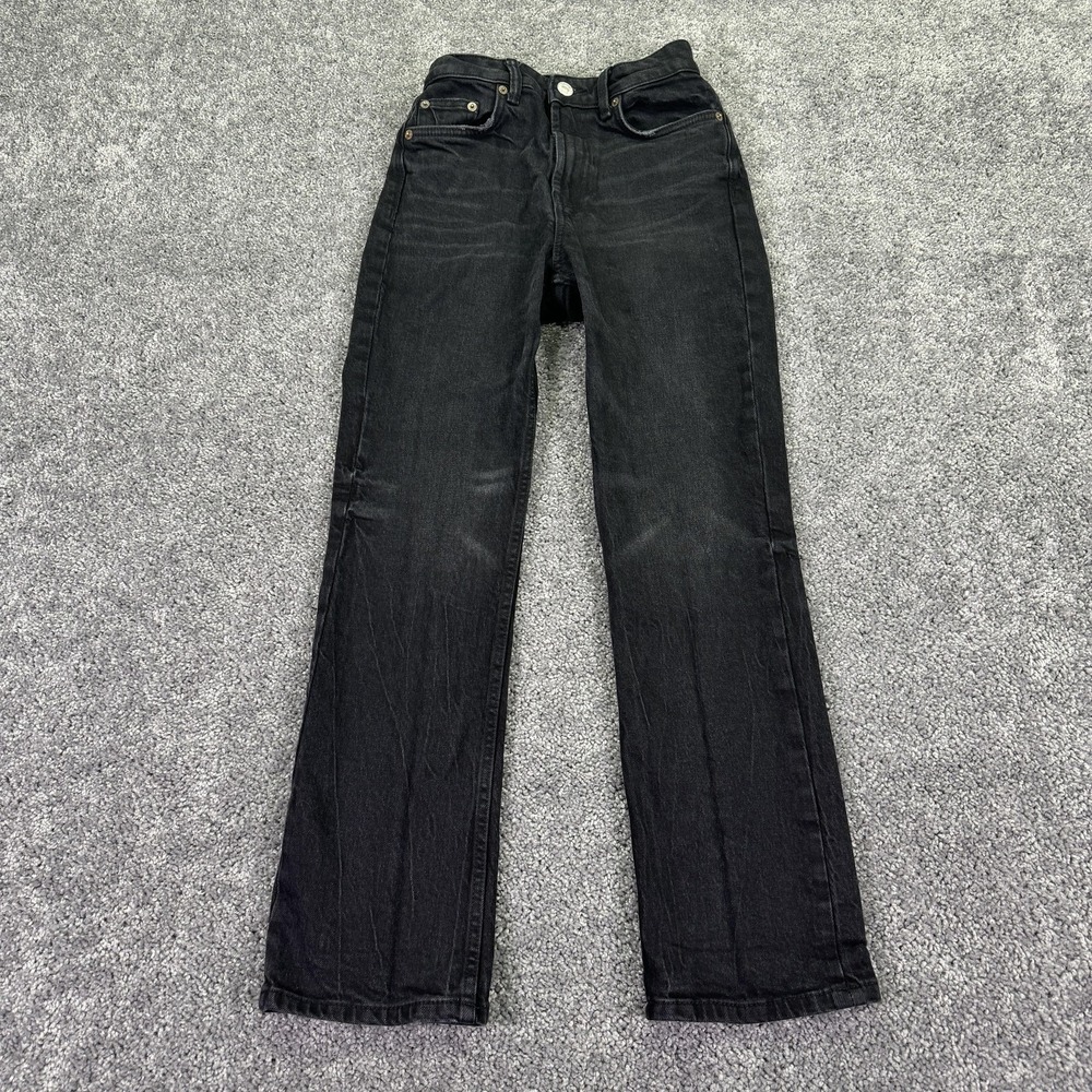 Zara Jeans Womens 2 Black High Rise Ankle Denim Dark Wash Casual City Preppy